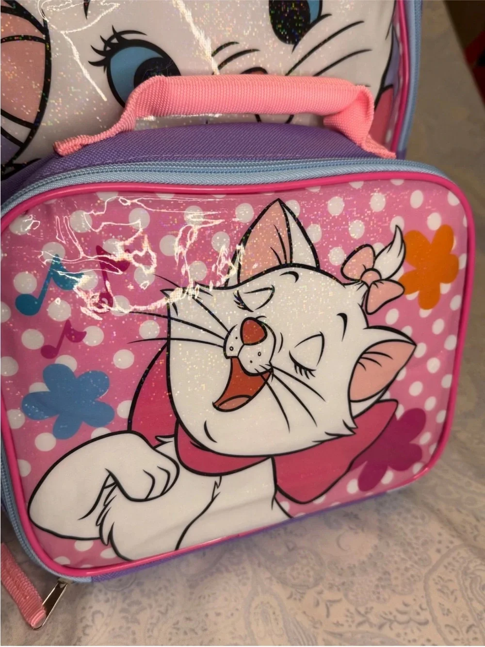 Marie The Aristocats 2 Piece Standard Backpack and attachable Lunch Bag Set